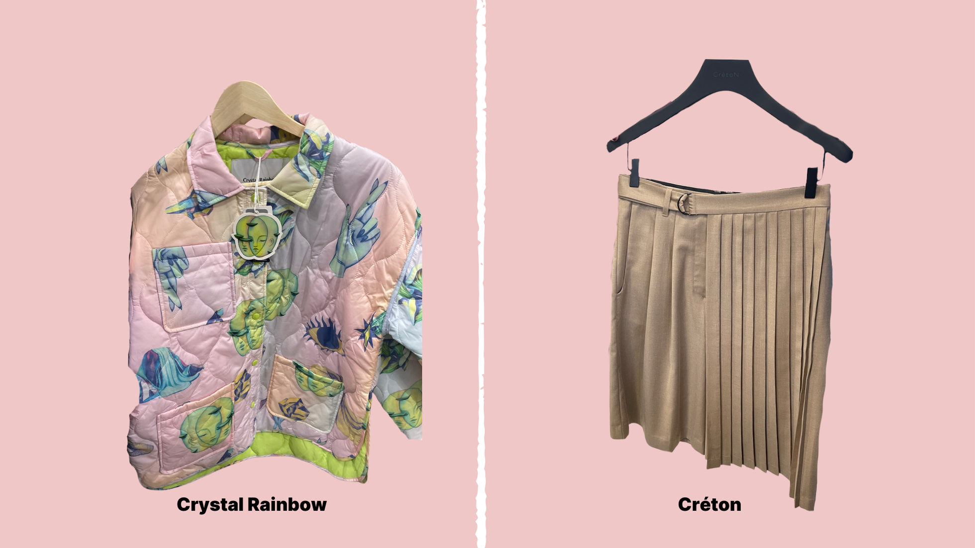 Coming to a contemporary women's clothing store near you will be warm quilted coats with bold art collaborations such as this warm jacket from Crystal Rainbow, and muted skirts with unexpected pleating like this piece from Créton.