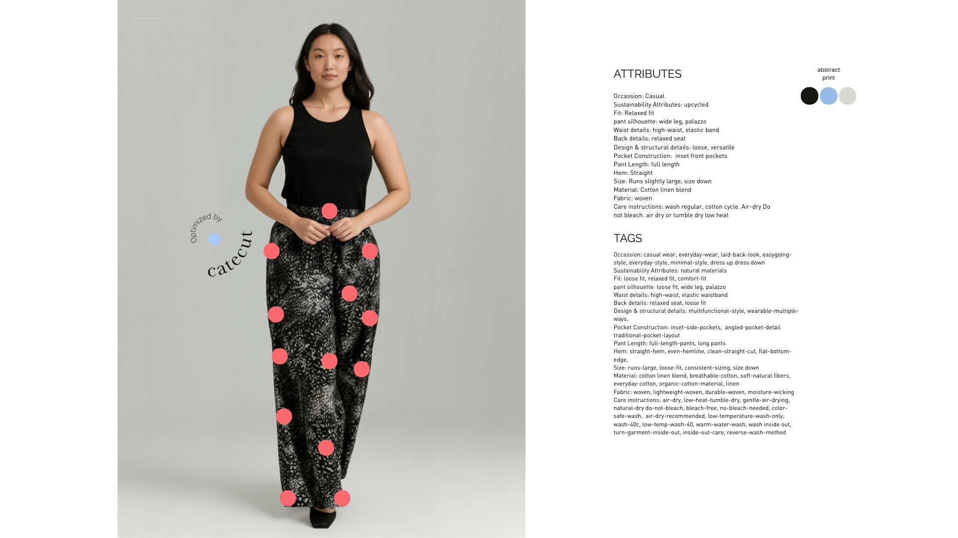 Automated product tagging with Catecut AI-enabled product image tagging and categorization engine helps retailers reach more shoppers and streamlines the online shopping experience on their online stores.